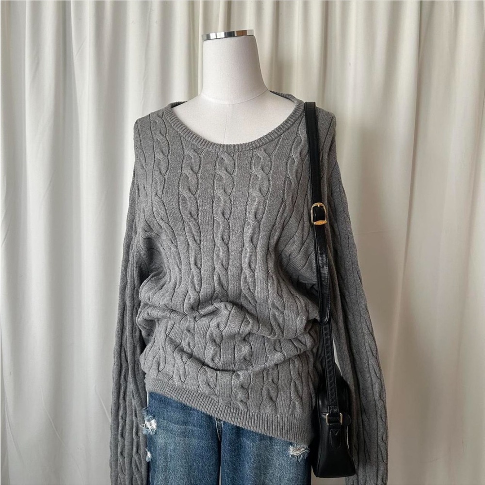 St. John’s Bay Cable knit sweater super soft Grey. - Picture 2 of 8